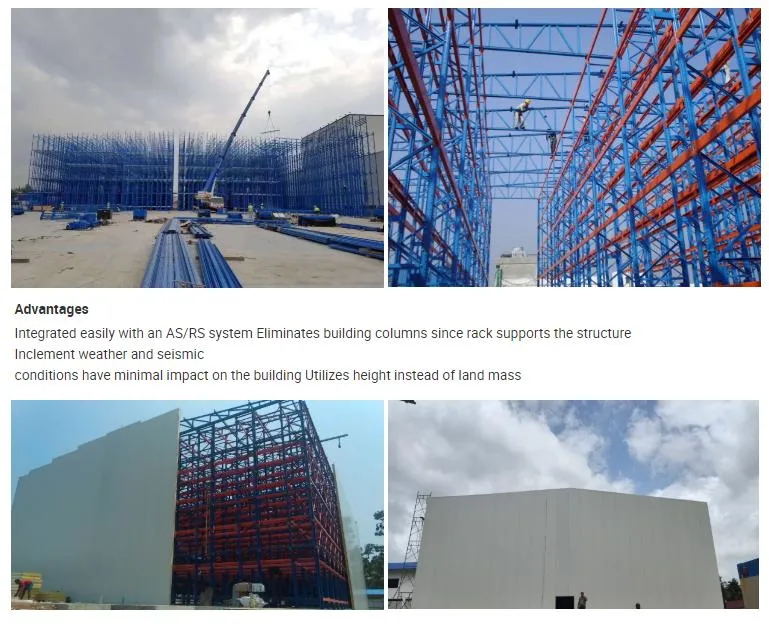 Ebil Automatic Storage Rack Clad Supported Warehouse Building High Density Storage Racking