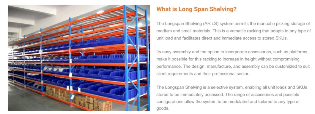 Customzation 50-300kg Medium Duty Warehouse Rack Steel Metal Longspan Shelf