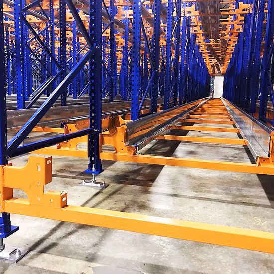 Rack de palete de armazenamento de canal resistente Sistema de transporte remoto por rádio