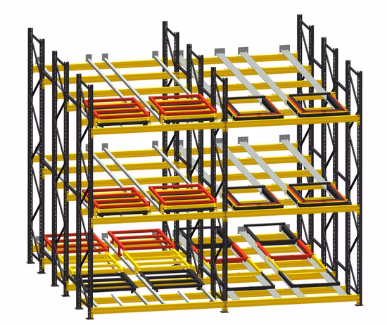 Sistema de estantes de armazenamento grande Push Back Rack de empilhamento de paletes pesados ​​para empilhamento de paletes para rack de armazém
